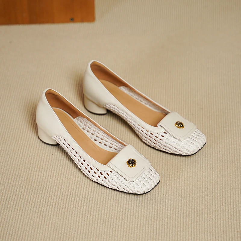 New Style Women Pumps Sheepskin/woven Mesh (mixed material) Hollow out High Heels 3.5cm Elegant Square Toe Fashion Pumps A93
New Style Women Pumps Sheepskin/woven Mesh (mixed material) Hollow out High Heels 3.5cm Elegant Square Toe Fashion Pumps A93