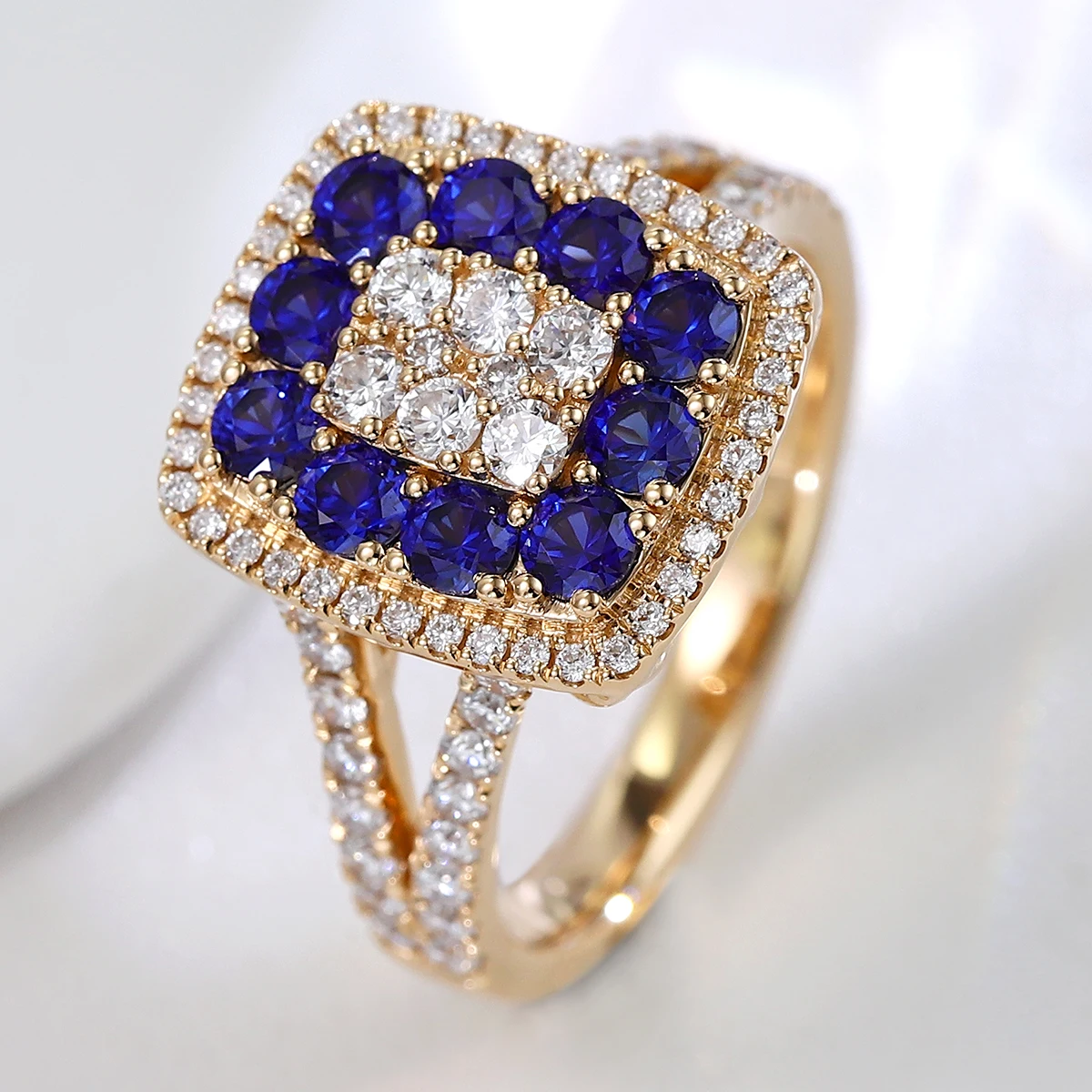 Provence Luxury yellow gold Ring 14K18K DEF/VS Lab Diamonds blue Gemstone half band for Women Men Fine vintage Jewelry Custom
Provence Luxury yellow gold Ring 14K18K DEF/VS Lab Diamonds blue Gemstone half band for Women Men Fine vintage Jewelry Custom