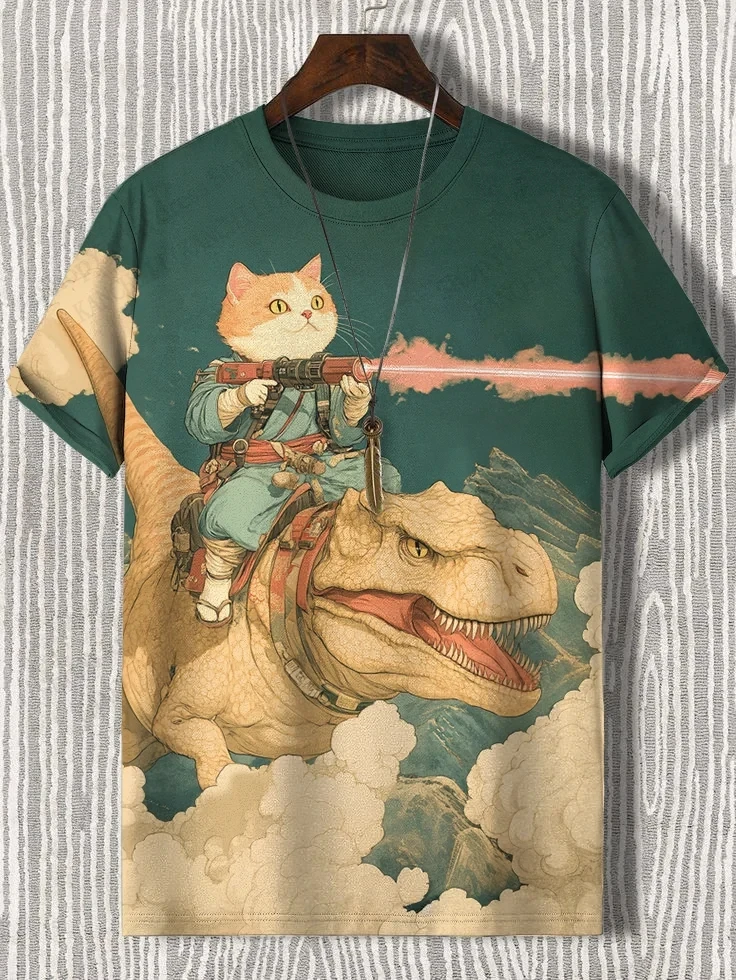 Men's Cat Dinosaur Fighting Samurai 3D Print T-Shirt Men Women Fashion Casual Short Sleeve Tshirt Funny Tees Tops Mens Clothing
Men's Cat Dinosaur Fighting Samurai 3D Print T-Shirt Men Women Fashion Casual Short Sleeve Tshirt Funny Tees Tops Mens Clothing