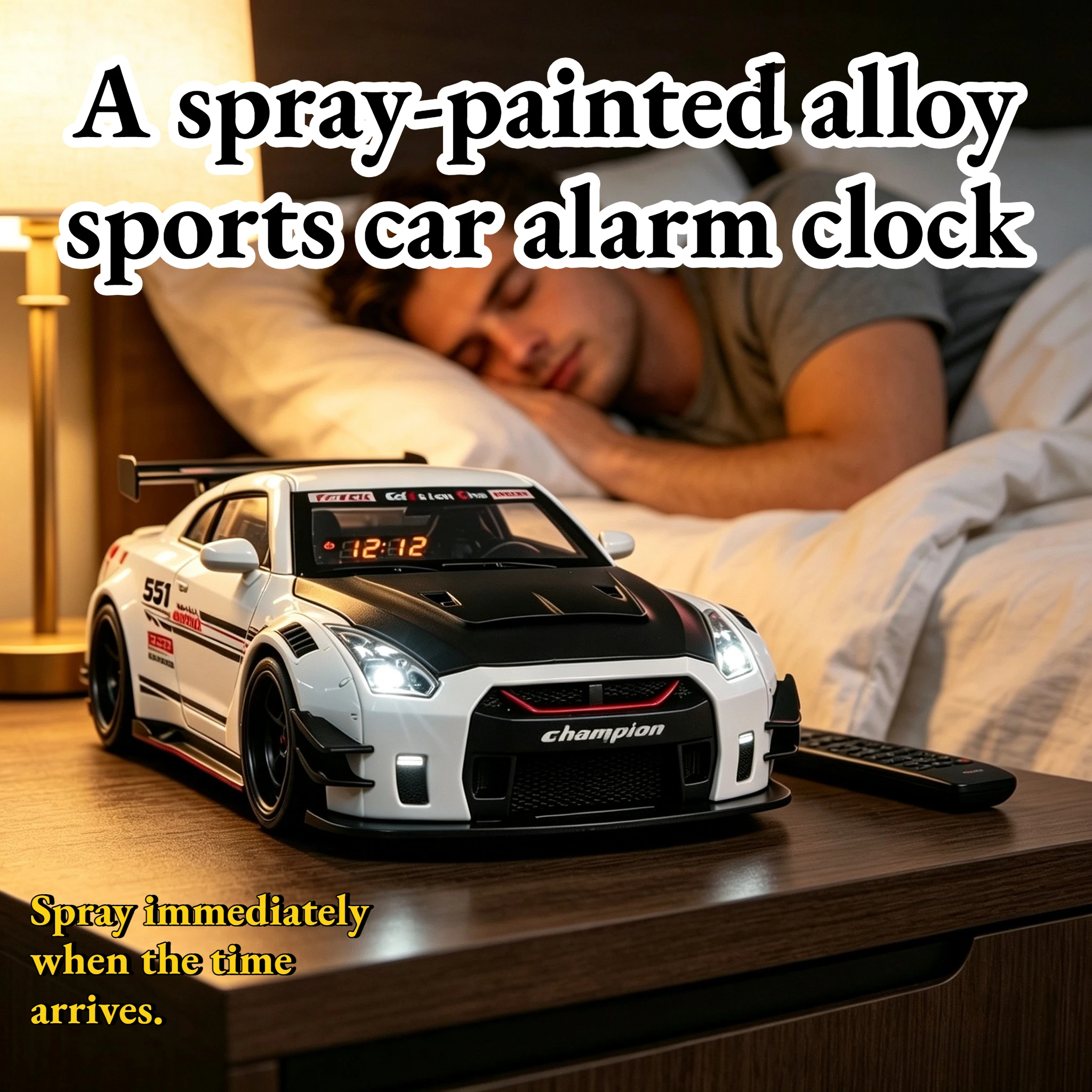 Alloy Sports Car Alarm Clock with Real Engine Sound Light Spray Effect 3 Modes Motorcycle Car Lovers Gift Decor.
Alloy Sports Car Alarm Clock with Real Engine Sound Light Spray Effect 3 Modes Motorcycle Car Lovers Gift Decor.