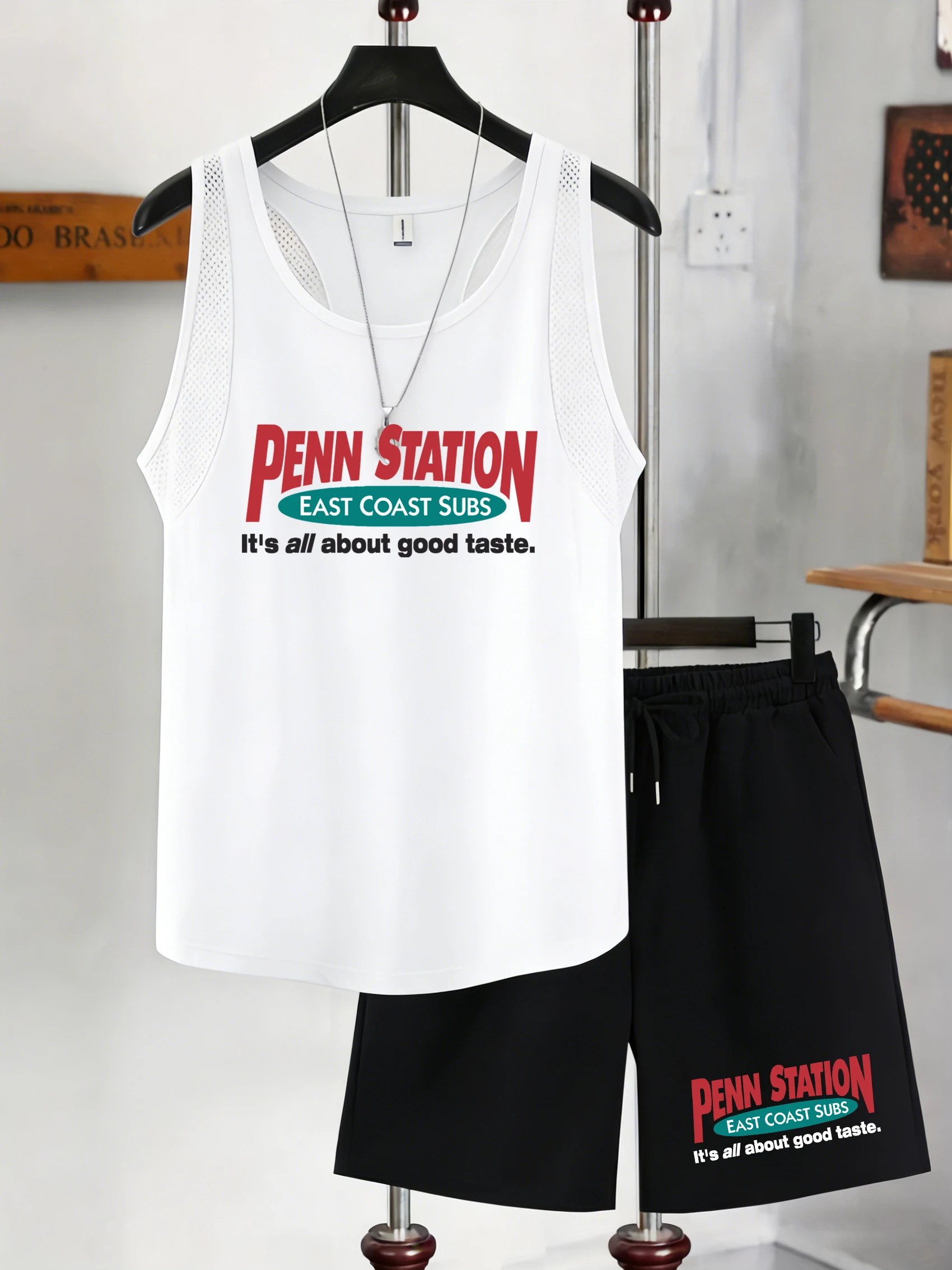 Penn Station East Coast Subs Print Men Reticular Vest Set Basics Shorts Summer Singlet Stree Man Sportsset O-Neck Sleeveless Tee
Penn Station East Coast Subs Print Men Reticular Vest Set Basics Shorts Summer Singlet Stree Man Sportsset O-Neck Sleeveless Tee