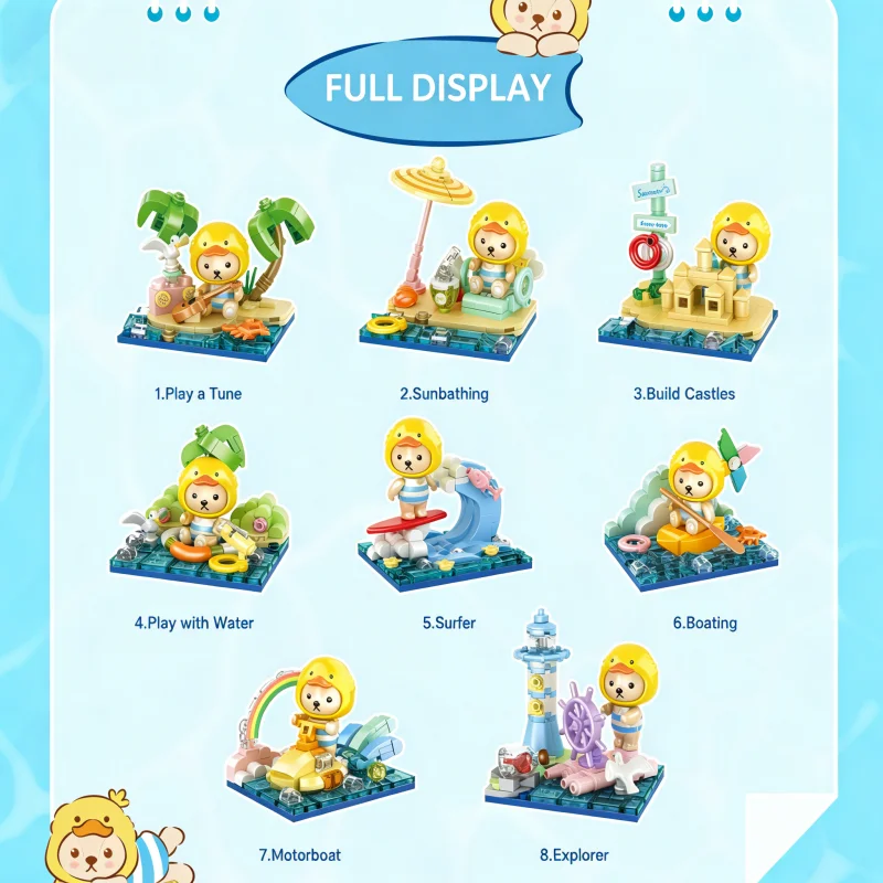 Summer-themed assembly set building blocks with 8 unique seaside scenes, an exclusive display set for collection enthusiasts
Summer-themed assembly set building blocks with 8 unique seaside scenes, an exclusive display set for collection enthusiasts