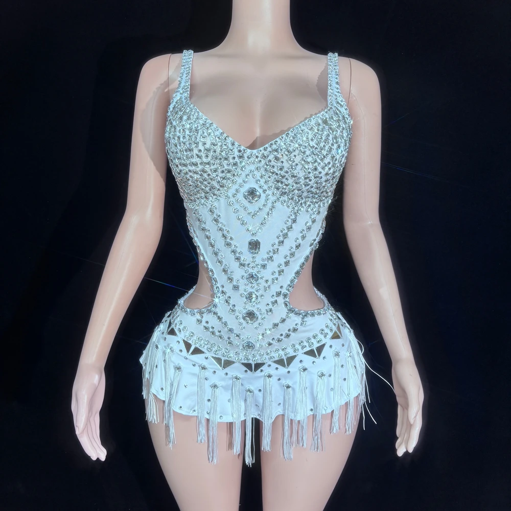 Sparkly Rhinestones Mirrors Tassels Bodysuit for Women Sexy Performance Dance Costume Singer Dancer Show Stage Wear
Sparkly Rhinestones Mirrors Tassels Bodysuit for Women Sexy Performance Dance Costume Singer Dancer Show Stage Wear
