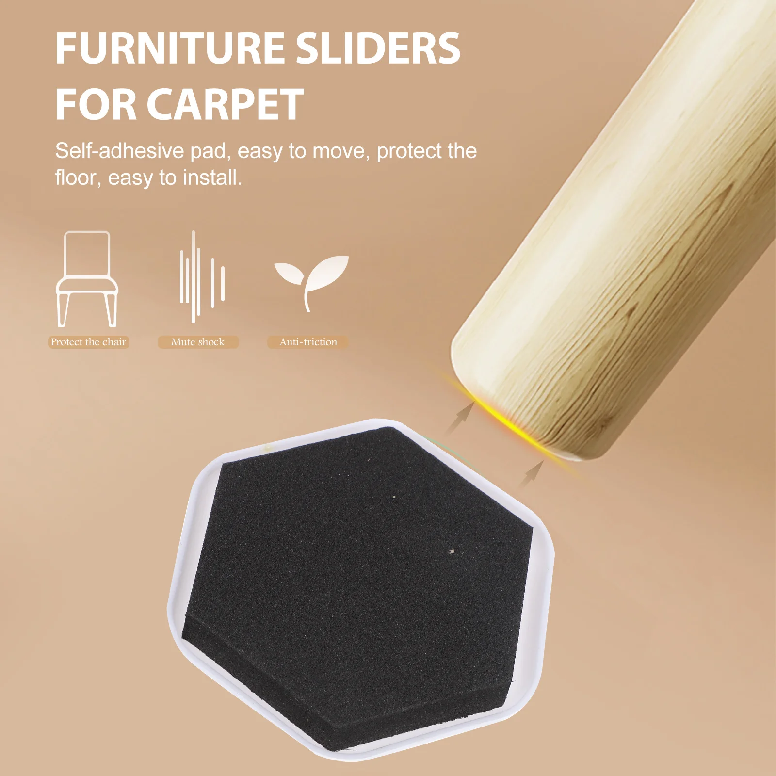 8Pcs Furniture Pads Hexagonal Self-Adhesive Sliders for Carpet Chair Hardwood Floors Protect Furniture and Floors
8Pcs Furniture Pads Hexagonal Self-Adhesive Sliders for Carpet Chair Hardwood Floors Protect Furniture and Floors