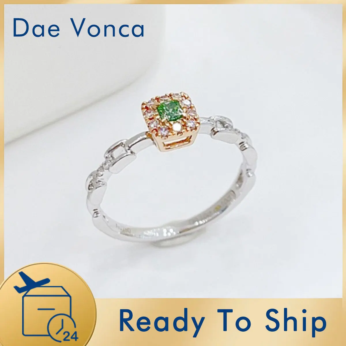Dae Vonca 18K White Gold Cushion Cut Green Diamond Ring Natural Diamond Halo Ring Total 0.20ct Link Shank Diamond Ring For Women
Dae Vonca 18K White Gold Cushion Cut Green Diamond Ring Natural Diamond Halo Ring Total 0.20ct Link Shank Diamond Ring For Women