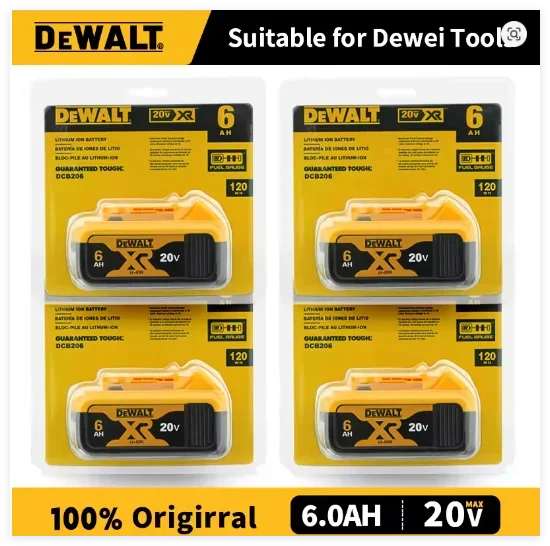 Dewalt original20V 6.0AH18650 rechargeable lithium battery replacement tool battery suitable for DCB184, DCB181, DCB182, DCB200
Dewalt original20V 6.0AH18650 rechargeable lithium battery replacement tool battery suitable for DCB184, DCB181, DCB182, DCB200