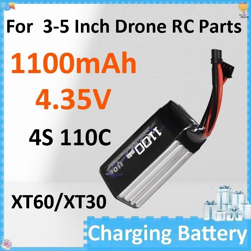 5PCS New 4S 1100mAh 4.35V 110C Battery for 3-5 Inch Drone RC Parts
5PCS New 4S 1100mAh 4.35V 110C Battery for 3-5 Inch Drone RC Parts