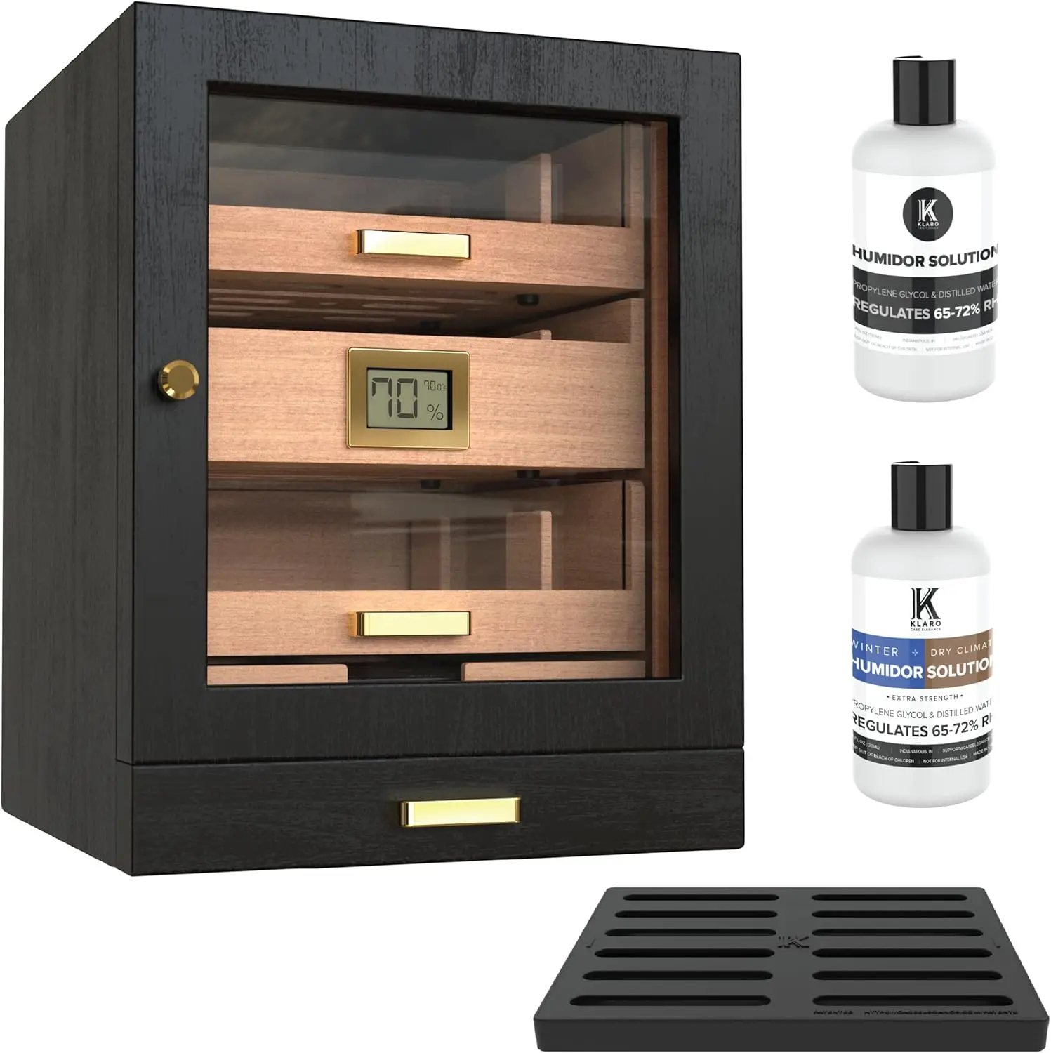 Elegant Cigar Humidor Cabinet for 80-100 Cigars, Spanish Cedar, Glass Display, Digital Hygrometer - Black
Elegant Cigar Humidor Cabinet for 80-100 Cigars, Spanish Cedar, Glass Display, Digital Hygrometer - Black
