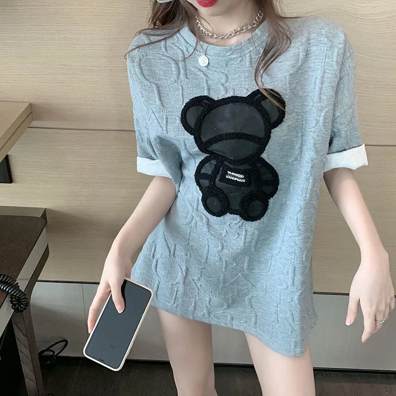 Summer Cotton Short Sleeve T Shirts Women Casual Cartoon Bear Loose T-shirt O-neck Basic Crop Tops High Streetwear Fashion Tees
Summer Cotton Short Sleeve T Shirts Women Casual Cartoon Bear Loose T-shirt O-neck Basic Crop Tops High Streetwear Fashion Tees