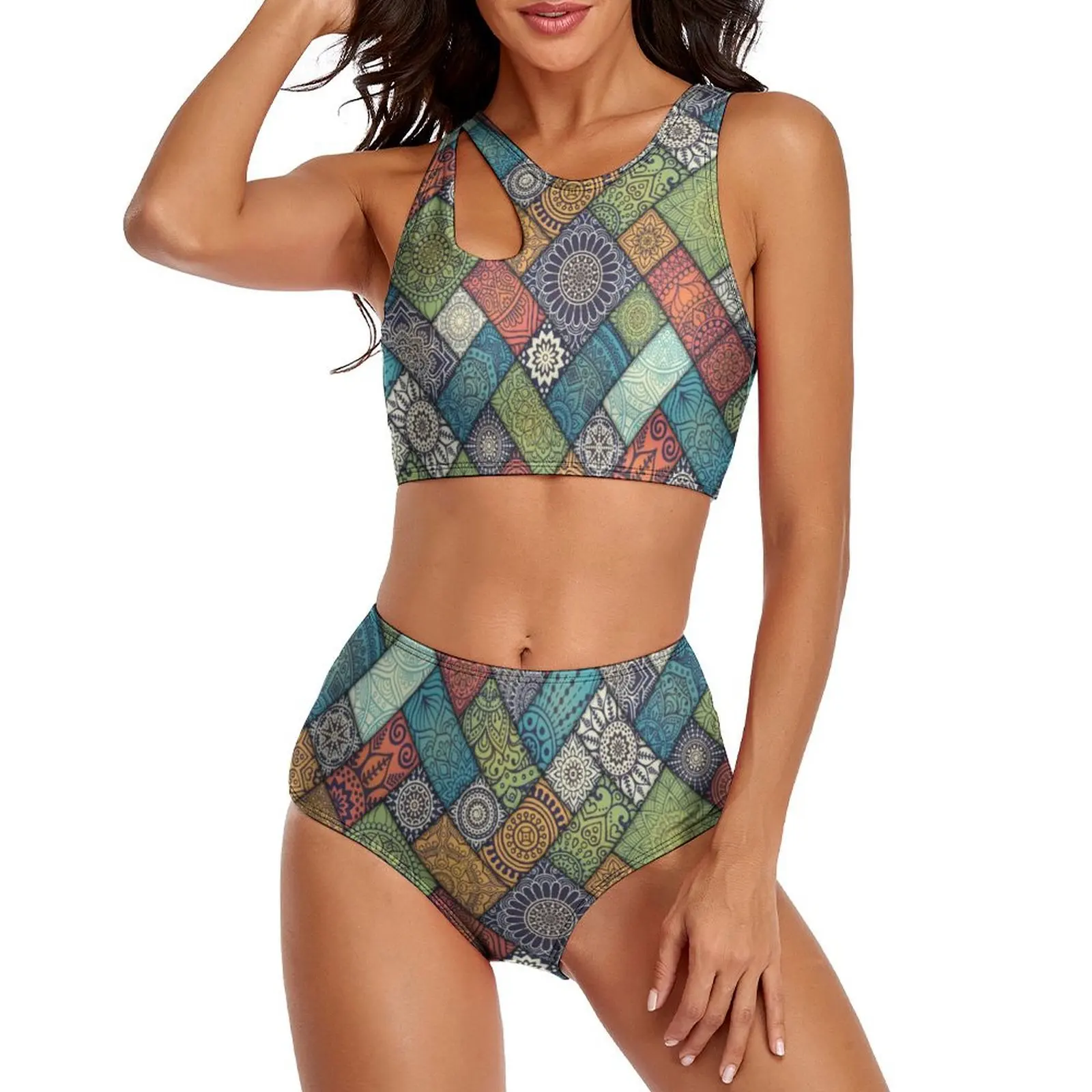 Retro Mandala Bikini Swimsuit Elegant Diagonal Floral High Waist Swimwear Sexy Fantasy Bikinis Set Push Up Printed Bathing Suit 
Retro Mandala Bikini Swimsuit Elegant Diagonal Floral High Waist Swimwear Sexy Fantasy Bikinis Set Push Up Printed Bathing Suit