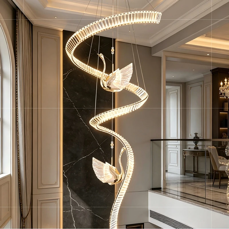 Luxury K9 Crystal LED Chandelier Modern Ceiling Pendant Light, Indoor Decor Hanging Lamp for Villa Staircase Living Room Foyer H
Luxury K9 Crystal LED Chandelier Modern Ceiling Pendant Light, Indoor Decor Hanging Lamp for Villa Staircase Living Room Foyer H