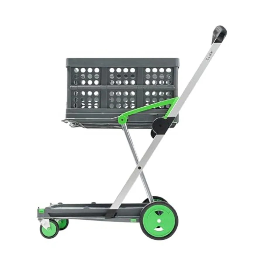 Multi-use functional collapsible cart for shopping and storage, made in Germany, green platform truck with storage crate
Multi-use functional collapsible cart for shopping and storage, made in Germany, green platform truck with storage crate