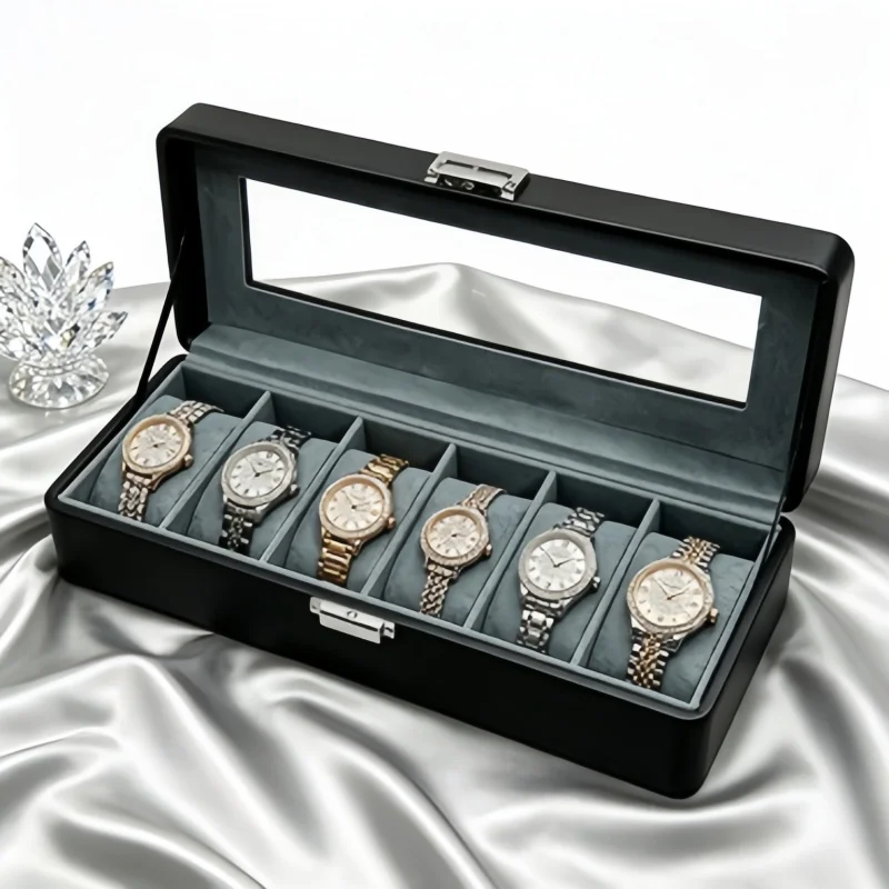 6 Slot Watch Organizer 3Pcs, Lockable Leather Case + 2 Storage Pouches
6 Slot Watch Organizer 3Pcs, Lockable Leather Case + 2 Storage Pouches