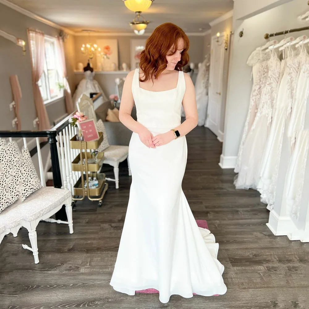 Exquisite Satin Wedding Dress 2024 Square Neck Sleeveless Mermaid Bridal Dress Customize Elegant Women Bride Gowns
Exquisite Satin Wedding Dress 2024 Square Neck Sleeveless Mermaid Bridal Dress Customize Elegant Women Bride Gowns