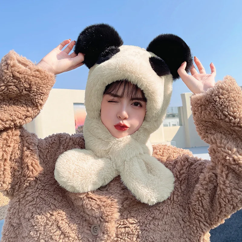 New 2022 Fashion Cute Panda Plush Hat Female Warm Windproof Cold Protection Scarf Hat One Ear Autumn Winter Thickening
New 2022 Fashion Cute Panda Plush Hat Female Warm Windproof Cold Protection Scarf Hat One Ear Autumn Winter Thickening