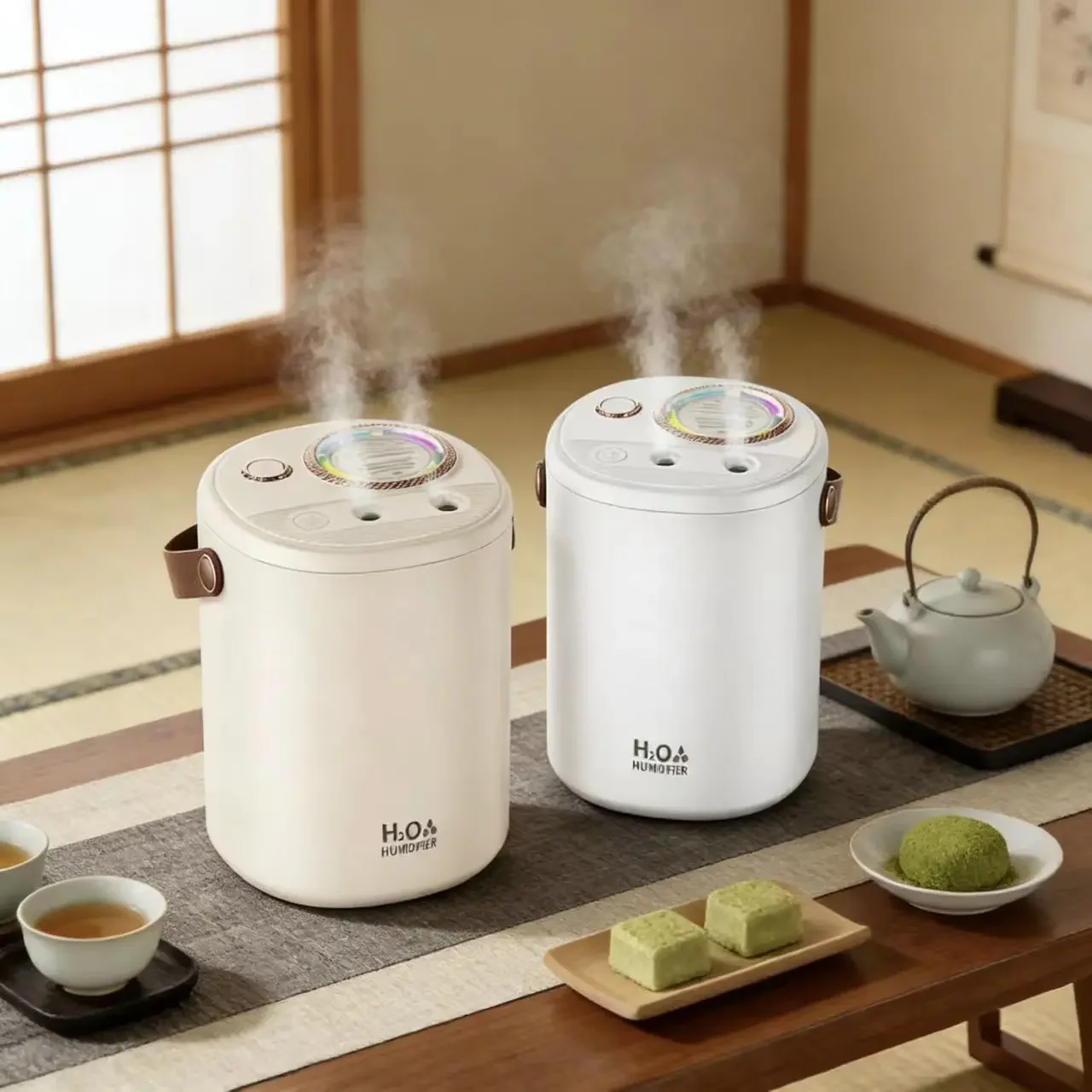 Белый/бежевый увлажнитель воздуха с большим резервуаром для воды, бесшумным увлажнением и двумя распылителями для двойного распыления тумана.
Белый/бежевый увлажнитель воздуха с большим резервуаром для воды, бесшумным увлажнением и двумя распылителями для двойного распыления тумана.