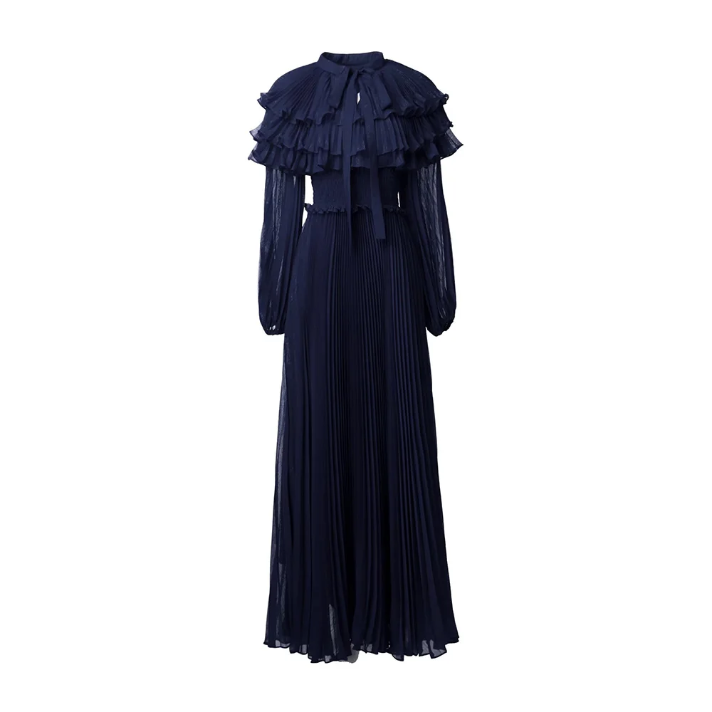 Meyyithun Women's Dress Vintage Solid Color Pleated Long Dress Lace-Up Collar Lantern Sleeve Ruffles Dresses Autumn Elegant
Meyyithun Women's Dress Vintage Solid Color Pleated Long Dress Lace-Up Collar Lantern Sleeve Ruffles Dresses Autumn Elegant