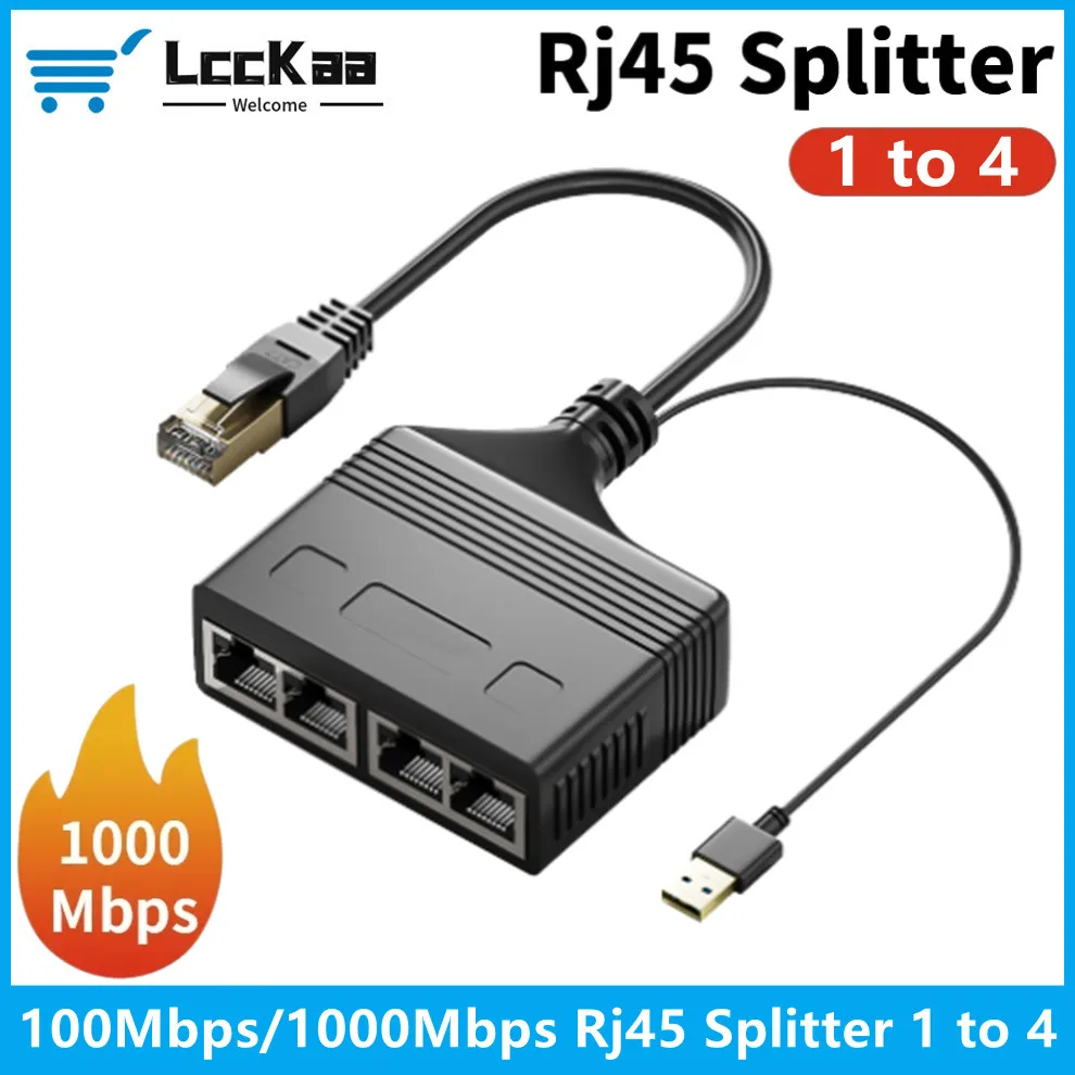 RJ45 Network Splitter 100/1000Mbps Ethernet Splitter 1 to 4 RJ45 Network Extension Connector Share The Internet at The Same Time
RJ45 Network Splitter 100/1000Mbps Ethernet Splitter 1 to 4 RJ45 Network Extension Connector Share The Internet at The Same Time