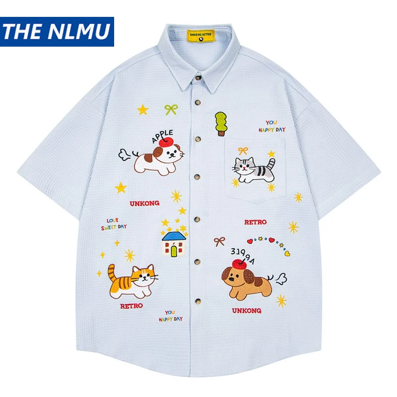 2026 Summer Loose Waffle Shirt Oversized Men Cartoon Cat Embroidery Shirts Trendy Brand Casual Top
2026 Summer Loose Waffle Shirt Oversized Men Cartoon Cat Embroidery Shirts Trendy Brand Casual Top
