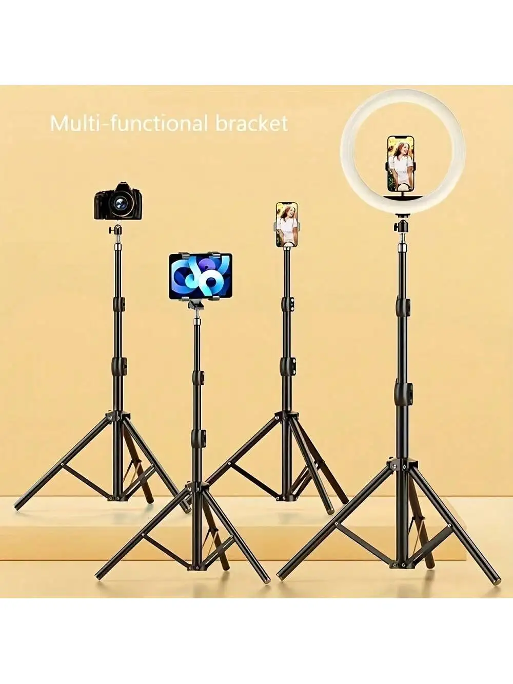 1pc 63-inch With Foldable Tripod & Phone Holder clip 160.02 Cm Multifunctional Tripod, Tripod For Phone And Camera
1pc 63-inch With Foldable Tripod & Phone Holder clip 160.02 Cm Multifunctional Tripod, Tripod For Phone And Camera