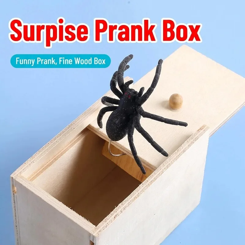 Spider Prank Box Pop Out Rubber Spider Handmade Wood Scare Box Party Game Surprise Joke Funny Trick Toy for Kids Halloween Gift
Spider Prank Box Pop Out Rubber Spider Handmade Wood Scare Box Party Game Surprise Joke Funny Trick Toy for Kids Halloween Gift