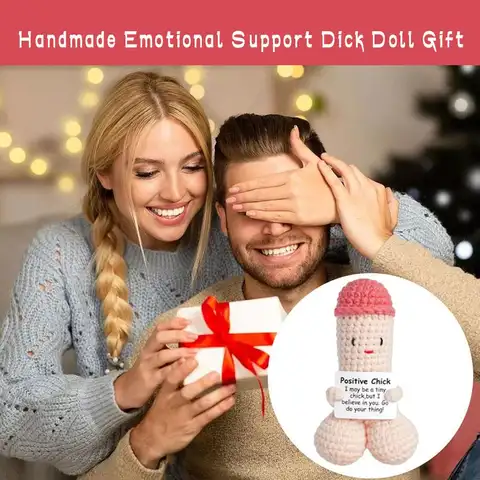 Knitted Funny Crochet Dick Positive Gifts Emotional Support Dick Ornament Boyfriend Husband Desk Ornament Room Decor Doll Gift