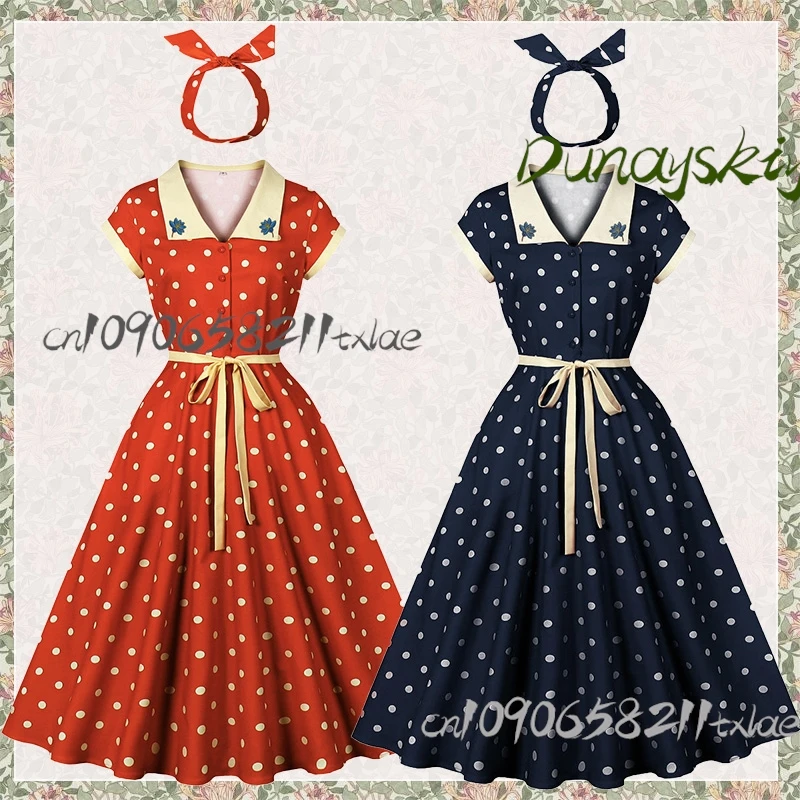 American countryside nostalgia retro polka dot temperament slimming big swing waist hugging cosplay performance dance dress cos
American countryside nostalgia retro polka dot temperament slimming big swing waist hugging cosplay performance dance dress cos