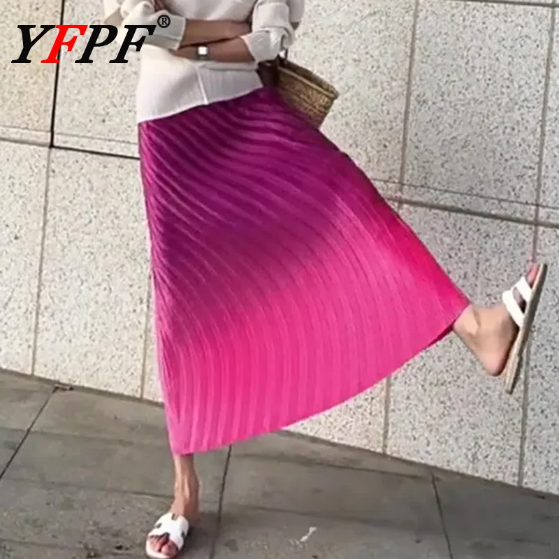 YFPF модная женская юбка с градиентом Miyake, плиссированная длинная юбка трапециевидной формы с высокой талией, элегантная 2320, повседневная летняя новая одежда
YFPF модная женская юбка с градиентом Miyake, плиссированная длинная юбка трапециевидной формы с высокой талией, элегантная 2320, повседневная летняя новая одежда