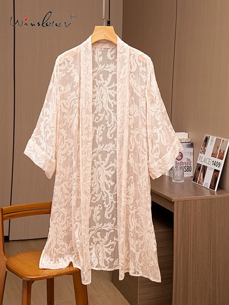 Winsleter- Women 100%Real Silk Elegant Sunscreen Tops, 3/4 Sleeve Embroidery, Loose Sunshade Coat, 2025 Spring Summer C51829CC
Winsleter- Women 100%Real Silk Elegant Sunscreen Tops, 3/4 Sleeve Embroidery, Loose Sunshade Coat, 2025 Spring Summer C51829CC