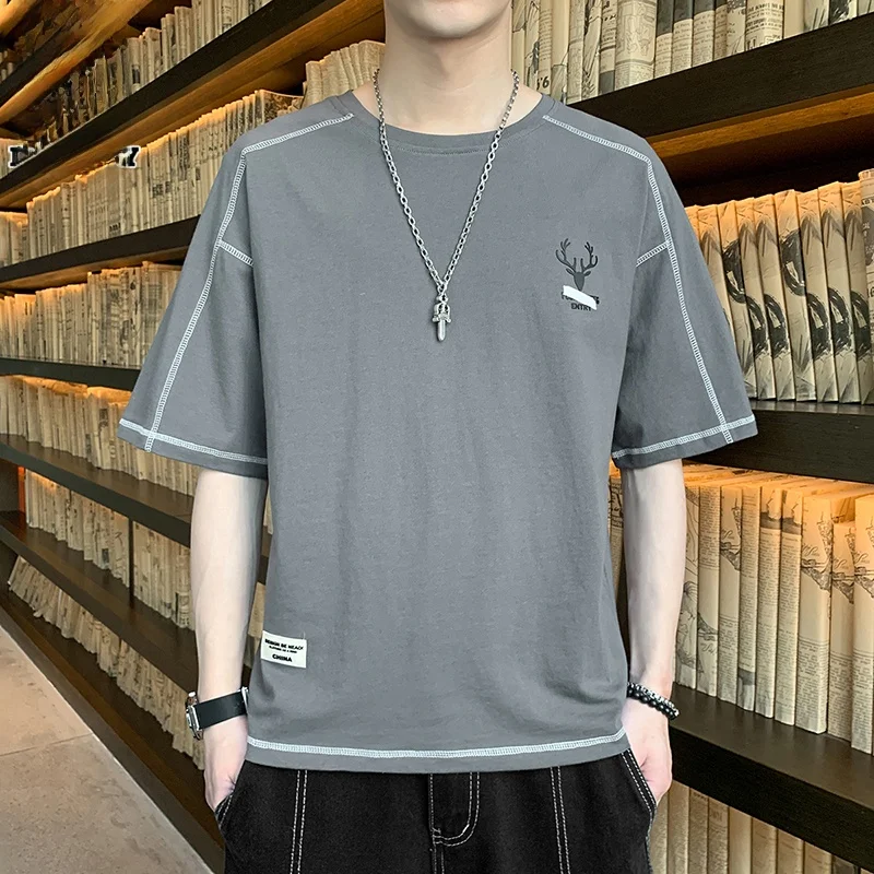 Мужская летняя футболка из чистого хлопка с коротким рукавом, свободного кроя, повседневная, молодежная, модная, с защитой от сминания
Мужская летняя футболка из чистого хлопка с коротким рукавом, свободного кроя, повседневная, молодежная, модная, с защитой от сминания