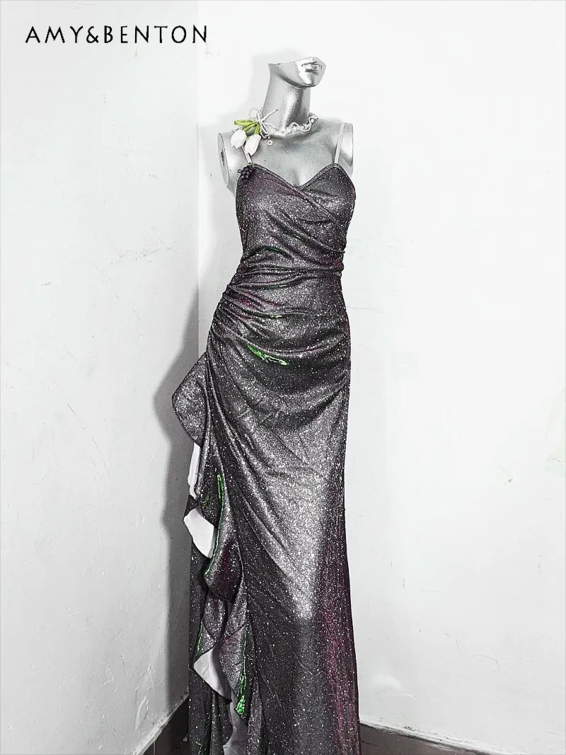 Original Green Polarized Pink Burst Flash Gradual Change Sequined Slit Dress Women Elegant Atmosphere Princess Mopping Dresses
Original Green Polarized Pink Burst Flash Gradual Change Sequined Slit Dress Women Elegant Atmosphere Princess Mopping Dresses