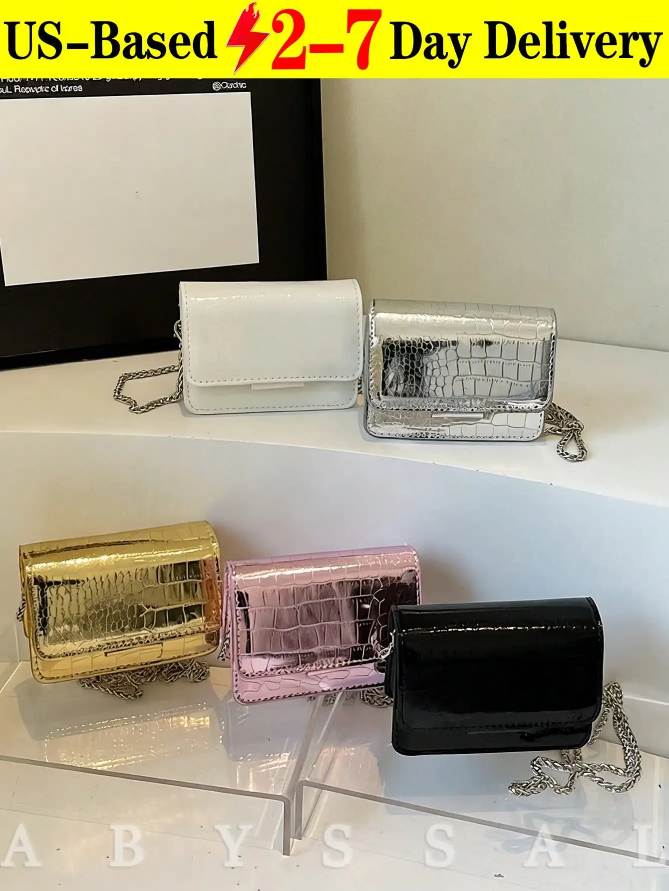 Fashion Crocodile Embossed Chain PU Mini Crossbody Bag, Flap One Shoulder Bag, Fashion Square Shoulder Bag For Women,Crocodile/Stone Embossed Shoulder Bag For Women,Shiny Patent Leather Mini Crossbody Bag Stone Embossed Chain Strap Versatile Square Bag,Ve
Fashion Crocodile Embossed Chain PU Mini Crossbody Bag, Flap One Shoulder Bag, Fashion Square Shoulder Bag For Women,Crocodile/Stone Embossed Shoulder Bag For Women,Shiny Patent Leather Mini Crossbody Bag Stone Embossed Chain Strap Versatile Square Bag,Ve