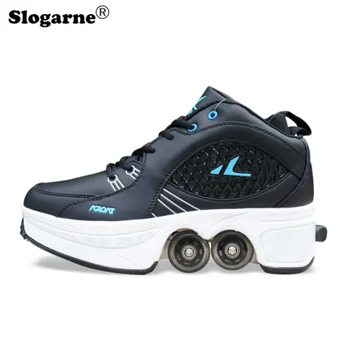 Men New Year Gifts 4 Wheels Roller Skates Shoes Male Professional Sports Sneakers Man Double Row Inline Skate Shoes Deform Shoes