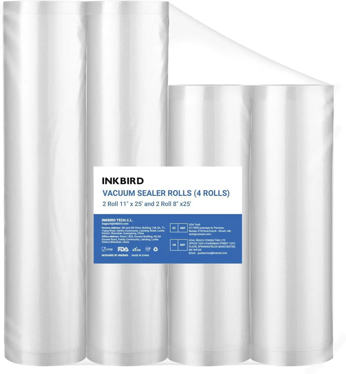 4 Rolls Vacuum Sealer Bags, 11" x 25' 2 Rolls & 8" x 25' 2 Rolls Vacuum Sealer Rolls for Food Saver, Sous Vide Bags Food Stor
4 Rolls Vacuum Sealer Bags, 11" x 25' 2 Rolls & 8" x 25' 2 Rolls Vacuum Sealer Rolls for Food Saver, Sous Vide Bags Food Stor