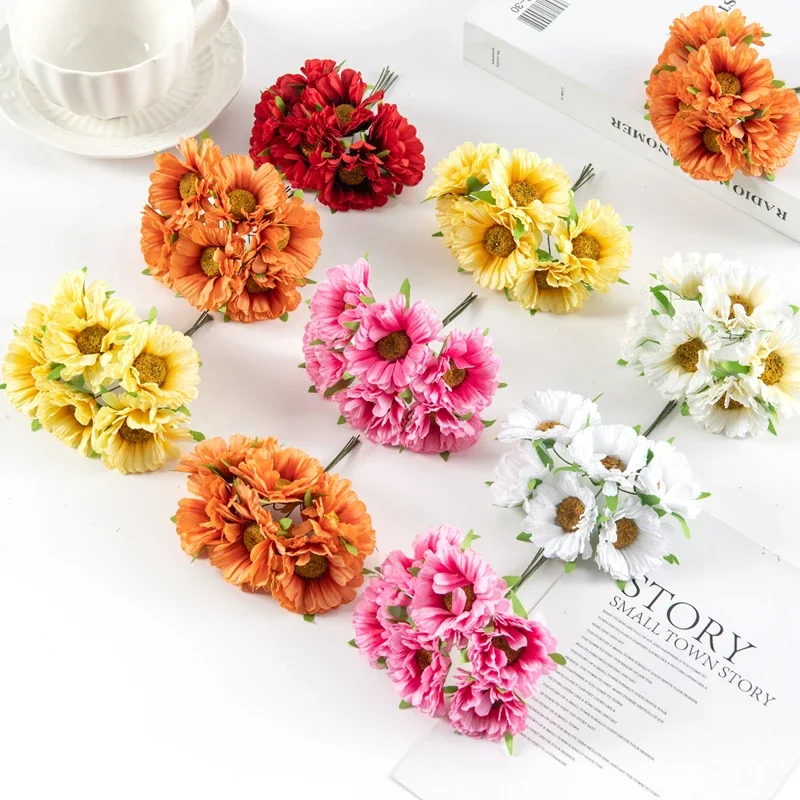 6Pcs Artificial Flowers Handmade Gerbera Fashion Garden Bride DIY Gift Wreath Wedding Banquet Decoration Christmas Dry flowers
6Pcs Artificial Flowers Handmade Gerbera Fashion Garden Bride DIY Gift Wreath Wedding Banquet Decoration Christmas Dry flowers