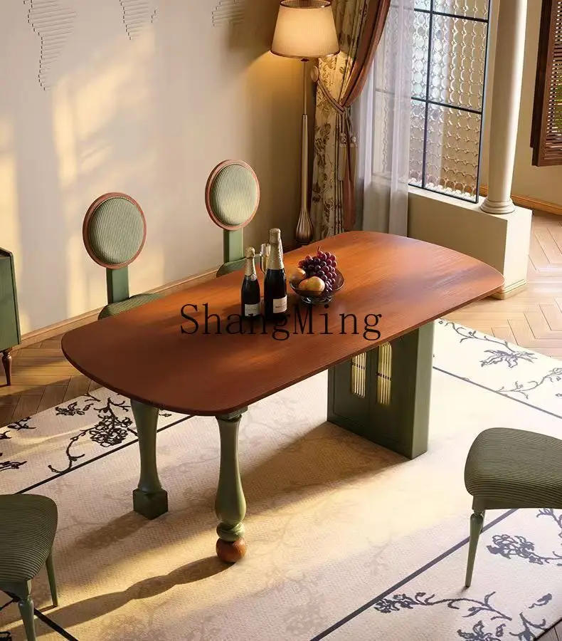 SM retro solid wood dining table small apartment high-end rectangular antique storage dining table chair
SM retro solid wood dining table small apartment high-end rectangular antique storage dining table chair