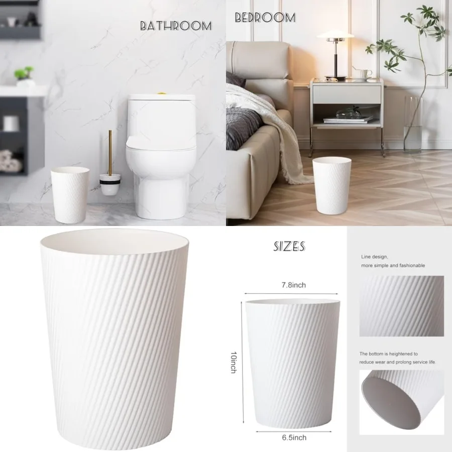 Small Trash Can Wastebasket Garbage Can Container Bins for Bathrooms, Laundry Room, Kitchens, Offices, Kids Rooms, Dorms (White)
Small Trash Can Wastebasket Garbage Can Container Bins for Bathrooms, Laundry Room, Kitchens, Offices, Kids Rooms, Dorms (White)