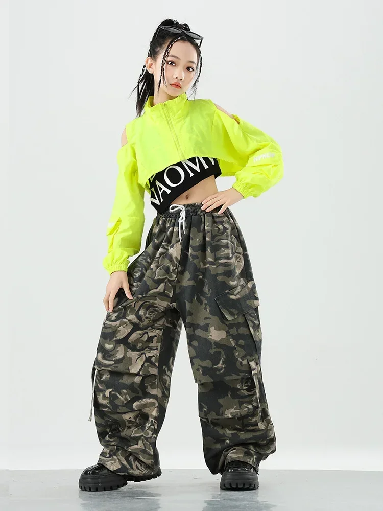 Youth Kpop Hip Hop Clothing Green Crop Jacket Top Rose Camo Casual Parachute Cargo Pants for Girls Street Dance Practice Clothes
Youth Kpop Hip Hop Clothing Green Crop Jacket Top Rose Camo Casual Parachute Cargo Pants for Girls Street Dance Practice Clothes