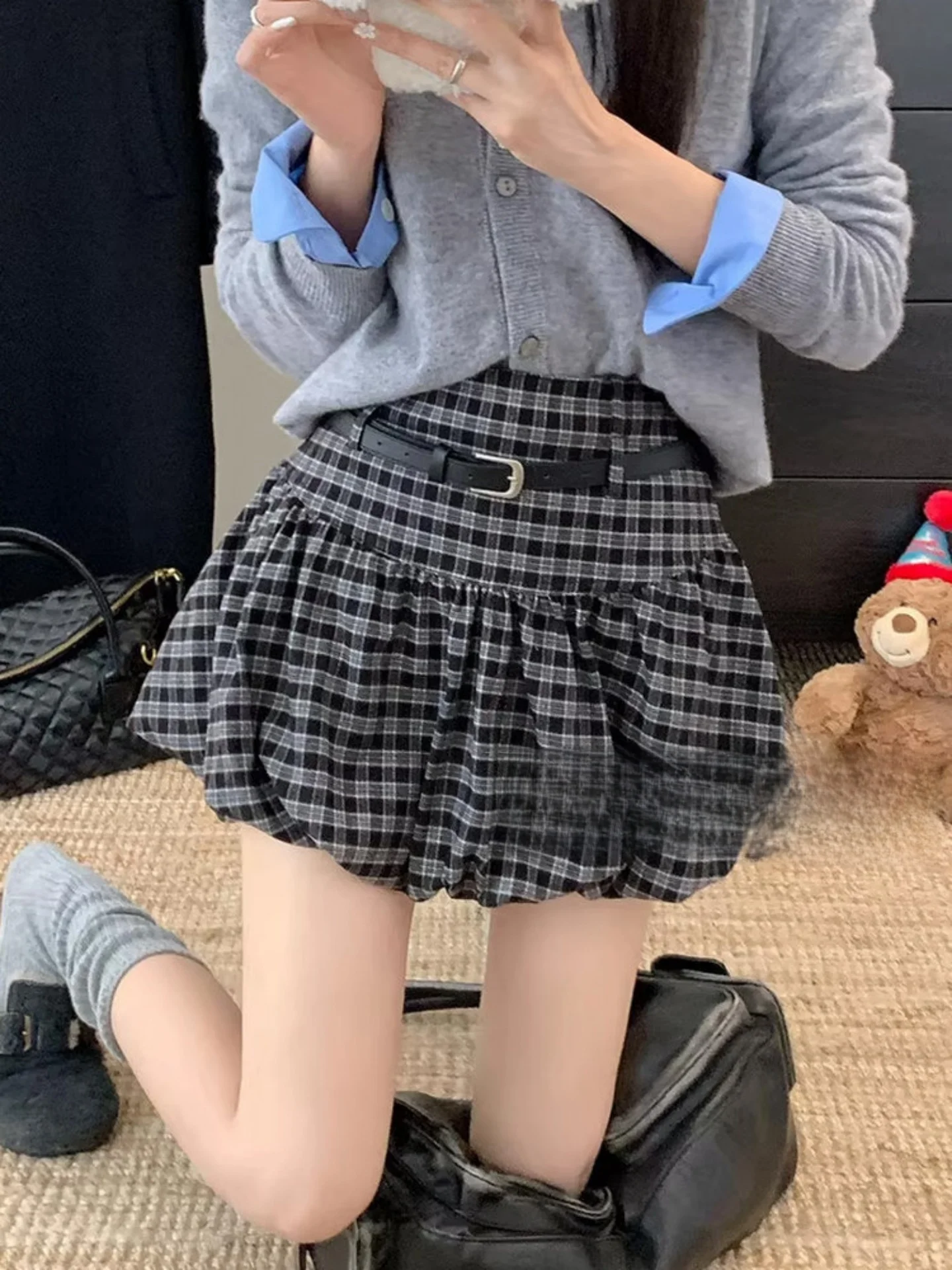 Retro Plaid Flower Bud Half Skirt Women Summer plus Size with Belt Anti-Light Short Skirt High Waist Puffy Skirt
Retro Plaid Flower Bud Half Skirt Women Summer plus Size with Belt Anti-Light Short Skirt High Waist Puffy Skirt