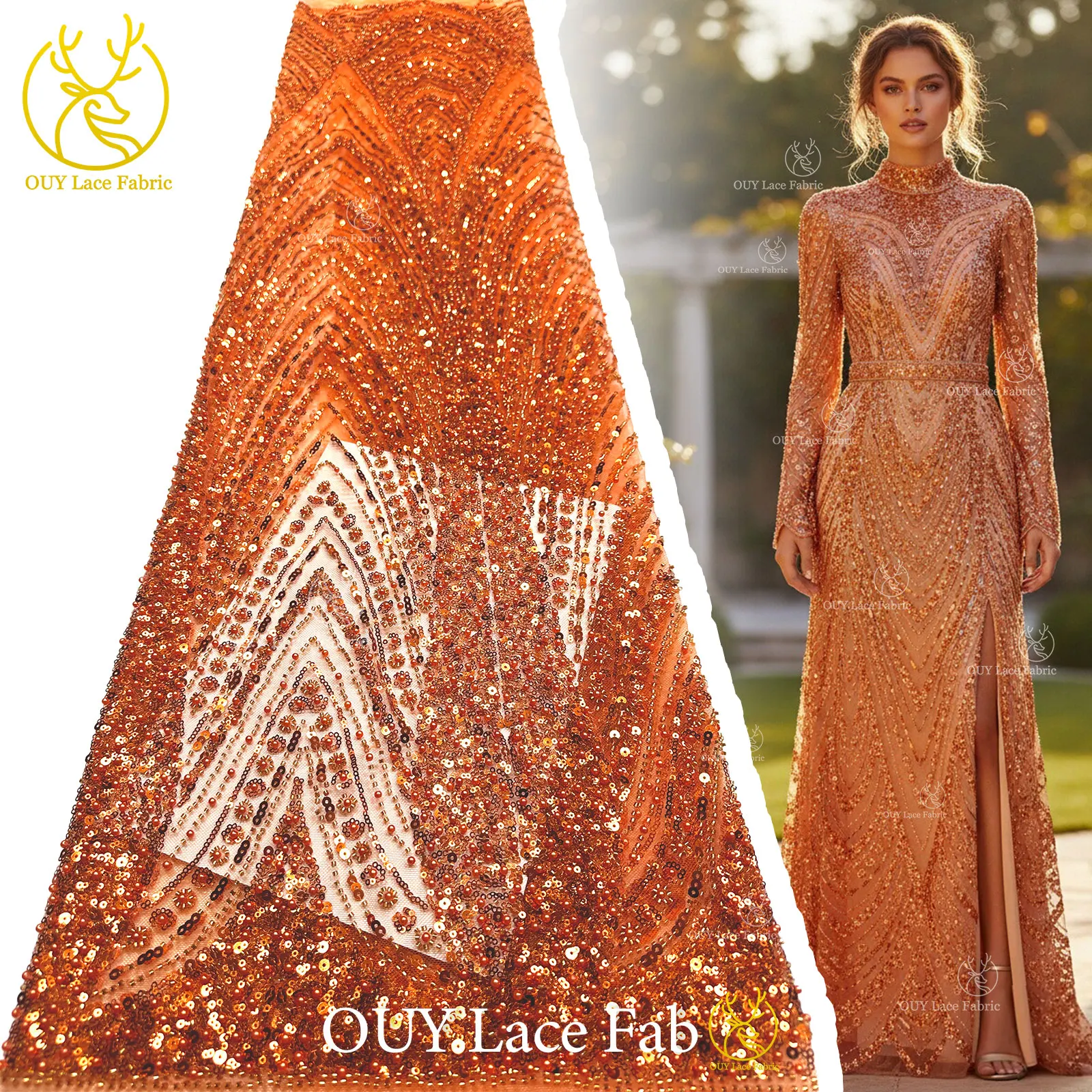 Fashion Orange French Groom Embroidery Beaded Sequins Lace Fabric African Nigerian Tulle Lace For Women Wedding Party Dress
Fashion Orange French Groom Embroidery Beaded Sequins Lace Fabric African Nigerian Tulle Lace For Women Wedding Party Dress