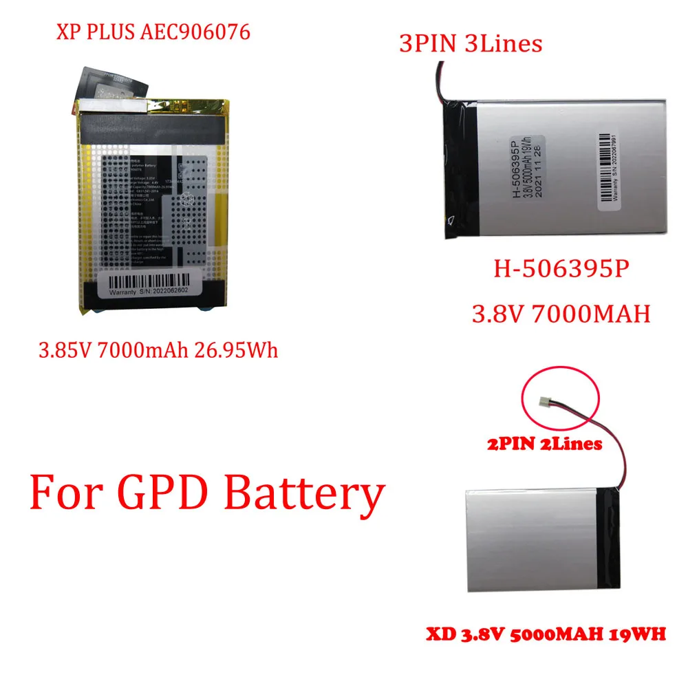 Аккумулятор для ноутбука GPD H- 506395 P 3,8 В, 5000 мАч, 19 Вт, 2 контакта, 2 линии, 7000 мАч, 3 контакта, 3 линии / XP PLUS AEC 906076 3,85 В 7000 мАч 26,95 Втч Новый
Аккумулятор для ноутбука GPD H- 506395 P 3,8 В, 5000 мАч, 19 Вт, 2 контакта, 2 линии, 7000 мАч, 3 контакта, 3 линии / XP PLUS AEC 906076 3,85 В 7000 мАч 26,95 Втч Новый