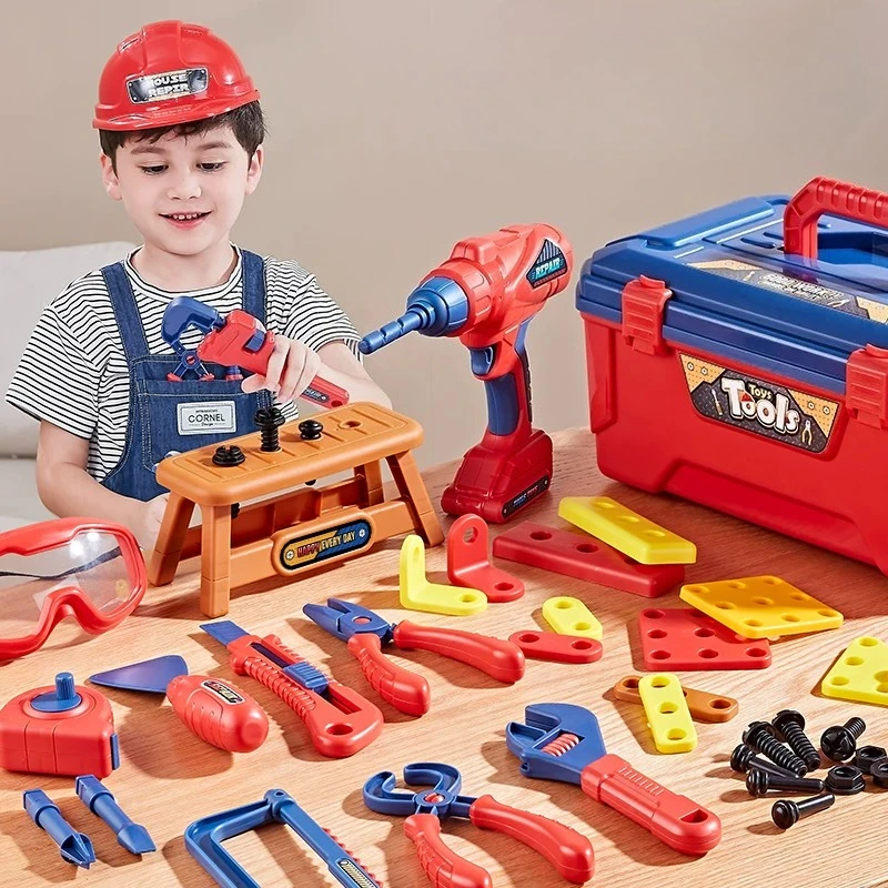 Kids Toolbox with Electric Drill DIY 3D Assembly Portable Large Storage Boy Pretend Play Set Montessori Screwdriver Toy Gift
Kids Toolbox with Electric Drill DIY 3D Assembly Portable Large Storage Boy Pretend Play Set Montessori Screwdriver Toy Gift