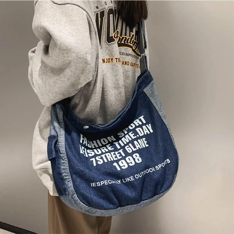 Denim Campus Unisex Large Jean Capacity Font Printing Blue Messenger Crossbody Bags Handbags Letter Shoulder Shopper Women Purse
Denim Campus Unisex Large Jean Capacity Font Printing Blue Messenger Crossbody Bags Handbags Letter Shoulder Shopper Women Purse