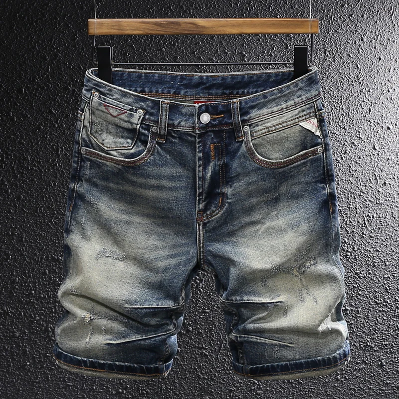 Summer Fashion Men Jeans High Quality Stretch Retro Blue Designer Ripped Denim Shorts Men Y2K Embroidery Vintage Casual Shorts
Summer Fashion Men Jeans High Quality Stretch Retro Blue Designer Ripped Denim Shorts Men Y2K Embroidery Vintage Casual Shorts