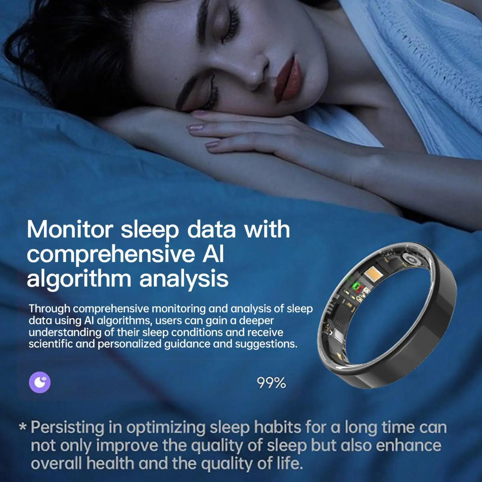 Умное кольцо, кольцо для здоровья, водонепроницаемый HR-монитор стресса, носимое устройство дистанционного слежения за здоровьем для ежедневных оздоровительных тренировок 
Умное кольцо, кольцо для здоровья, водонепроницаемый HR-монитор стресса, носимое устройство дистанционного слежения за здоровьем для ежедневных оздоровительных тренировок