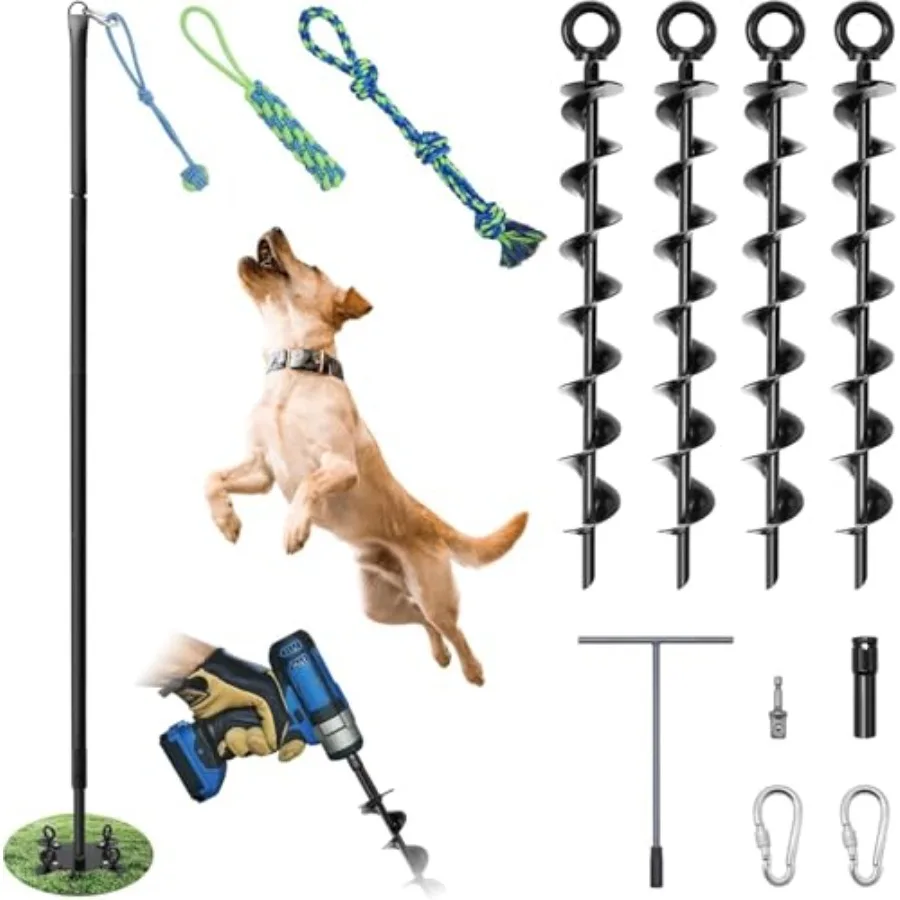 Tether Tug Outdoor Dog Toy 31"-78" Tug of War Dog Toy with Safety Pole Cover 3 Replaceable Ropes and Spiral Ground Anchor - 4 D
Tether Tug Outdoor Dog Toy 31"-78" Tug of War Dog Toy with Safety Pole Cover 3 Replaceable Ropes and Spiral Ground Anchor - 4 D