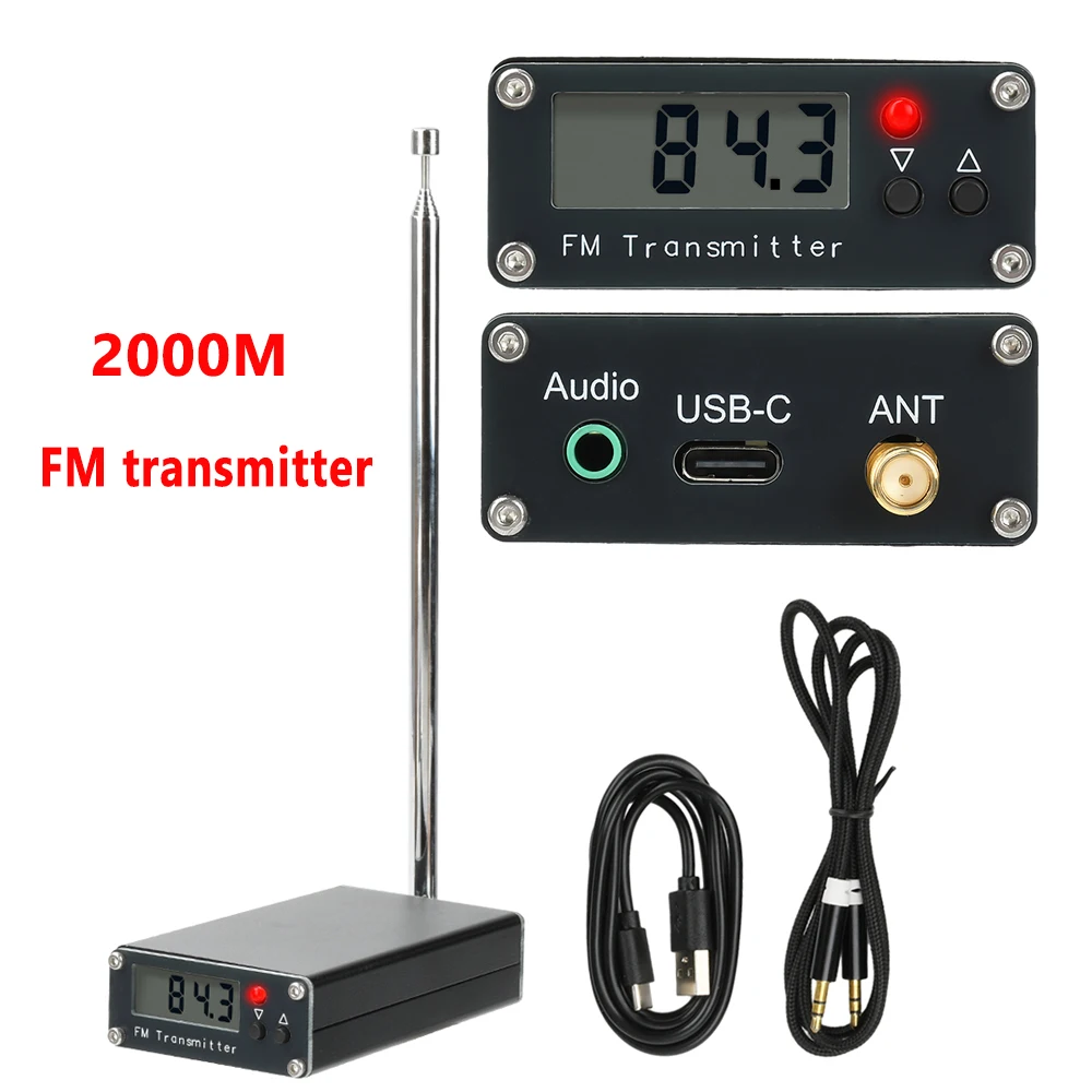 Type C 2000M FM Transmitter 0.5W LCD Digital Display FM Transmitter Stereo 76-108Mhz With 320 Selectable Frequencies
Type C 2000M FM Transmitter 0.5W LCD Digital Display FM Transmitter Stereo 76-108Mhz With 320 Selectable Frequencies