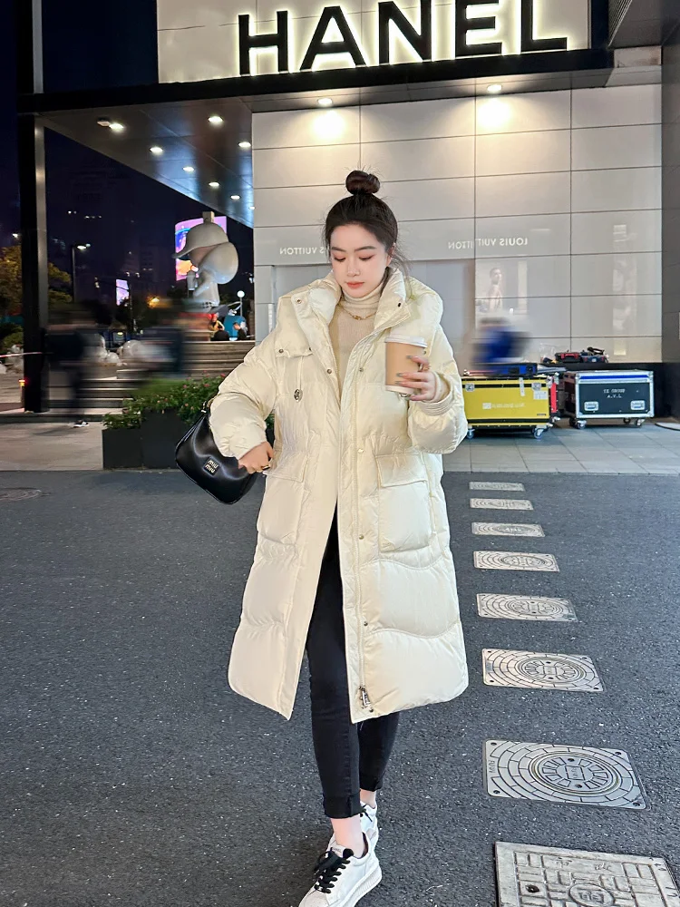 Ele White Du down Jaet Women's Winter New Sle Warm Slimming Mid-Length Hooded Coat Korean Sle Commute Wind
Ele White Du down Jaet Women's Winter New Sle Warm Slimming Mid-Length Hooded Coat Korean Sle Commute Wind