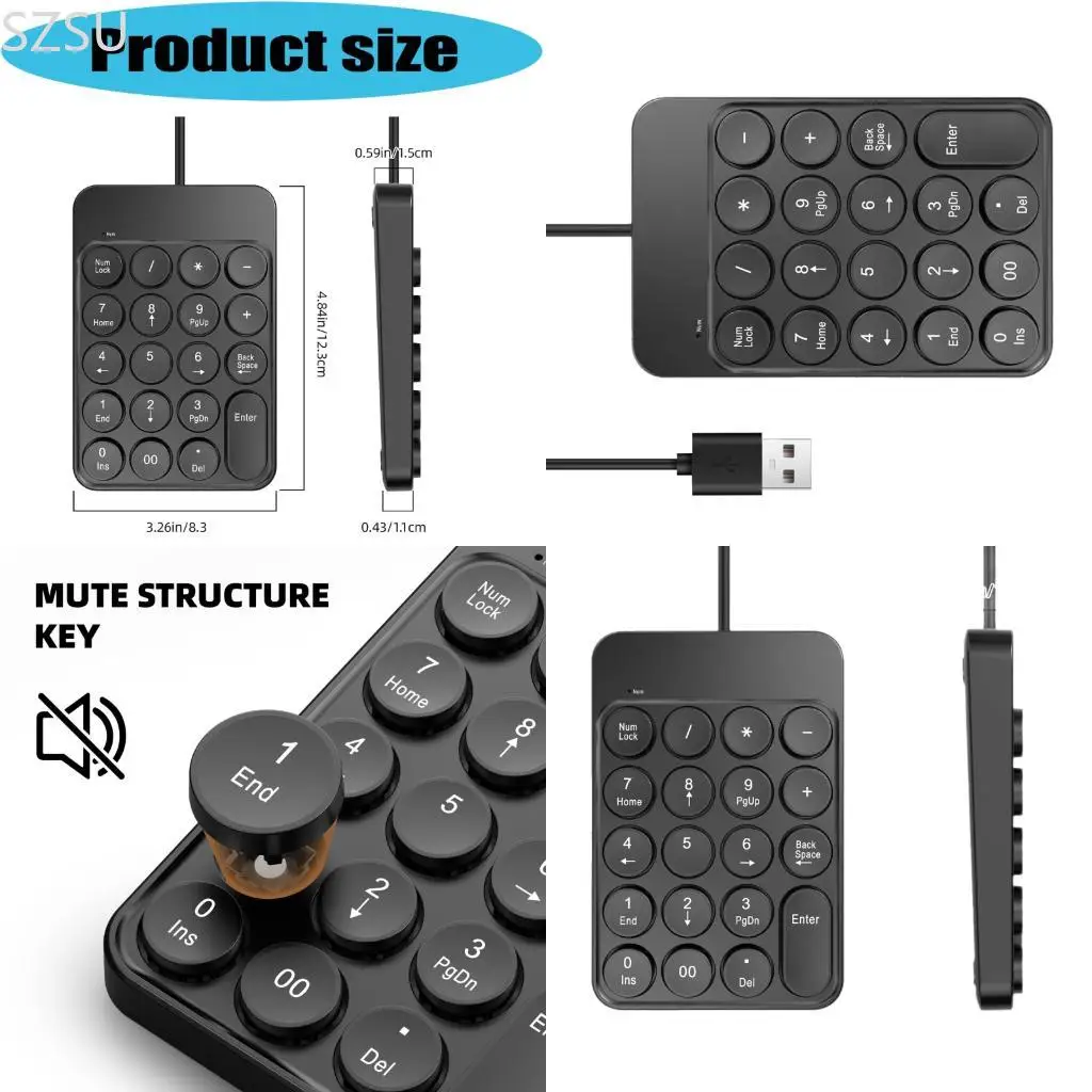 SZSU Corded Number Pad USB Numeric Keypad 19 Number Keypad Keyboard for Laptop
SZSU Corded Number Pad USB Numeric Keypad 19 Number Keypad Keyboard for Laptop