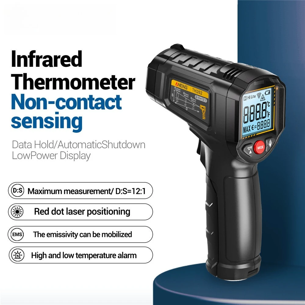 TH202 Non-contact Thermometer Hygrometer | Temperature Gun with LCD Backlit Display Screen Pyrometer Tester -50-600°C No battery
TH202 Non-contact Thermometer Hygrometer | Temperature Gun with LCD Backlit Display Screen Pyrometer Tester -50-600°C No battery